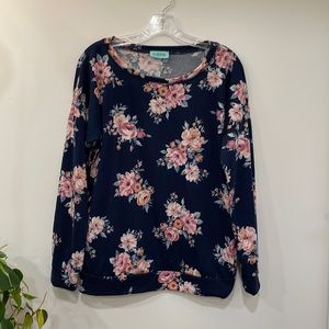 P.s Kate boutique floral top. Navy Blue